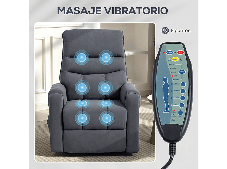 HOMCOM 713-090V92GY — Sillón levanta personas, 42,6 kg, Gris - Imagen 7