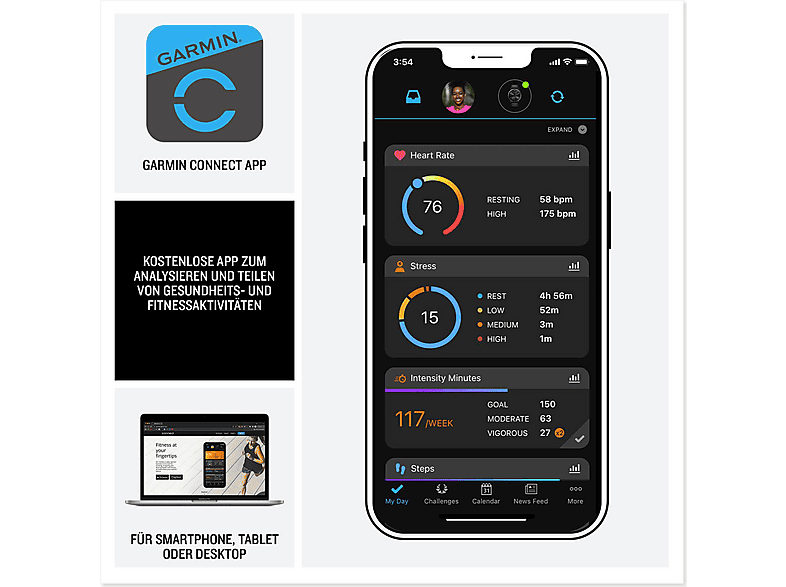 GARMIN VENU 3S — Smartwatch, Negro, PEBBLE GRAY AND SLATE, WW - Imagen 7
