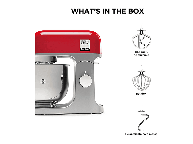 KENWOOD- — Robot de cocina, 1000 W Bol de 5 l, Rojo, Kenwood kMix KMX750RD, Amasadora de repostería - Imagen 7