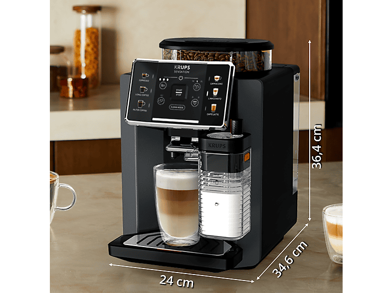 KRUPS Sensation Milk EA912B — Cafetera superautomática, 1450 W, 1.7 L, Depósito de leche 0.3 L, Táctil - Imagen 7