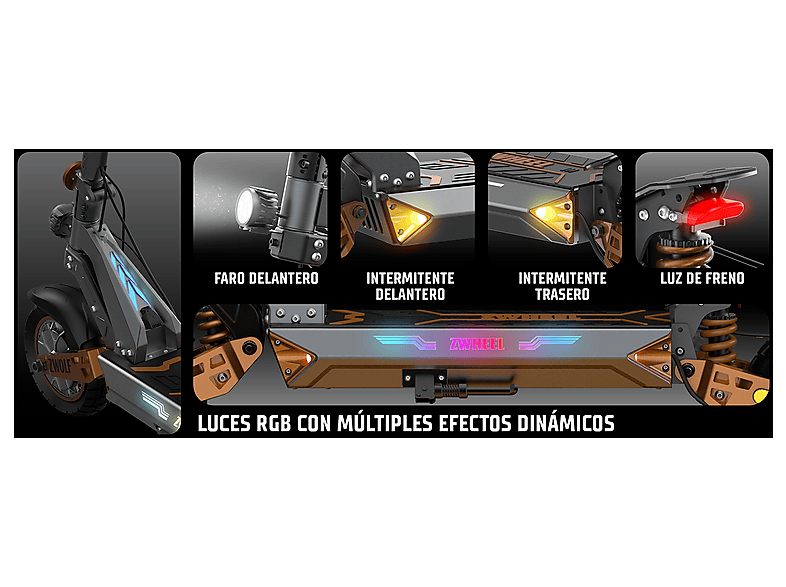 ZWHEEL ZWolf Duo — Patinete eléctrico, Pot. máx. 2000 W, Carga máx. 120 kg, 20000 mAh, 70 km autonomía - Imagen 8