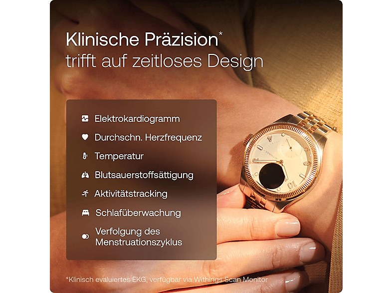 WITHINGS ScanWatch Nova Brillant — Smartwatch, Oro, Acero inoxidable - Imagen 8