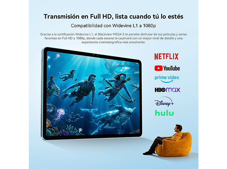 BLACKVIEW MEGA 5 — Tablet, 256 GB, Azul, 12 GB RAM, 12,2" Full-HD - Imagen 9