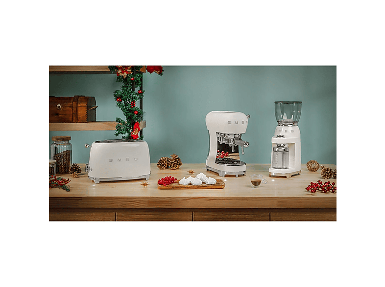 SMEG ECF02CREU — Cafetera express, 1350 W, 15 bar, 2 tazas, Crema de - Imagen 9
