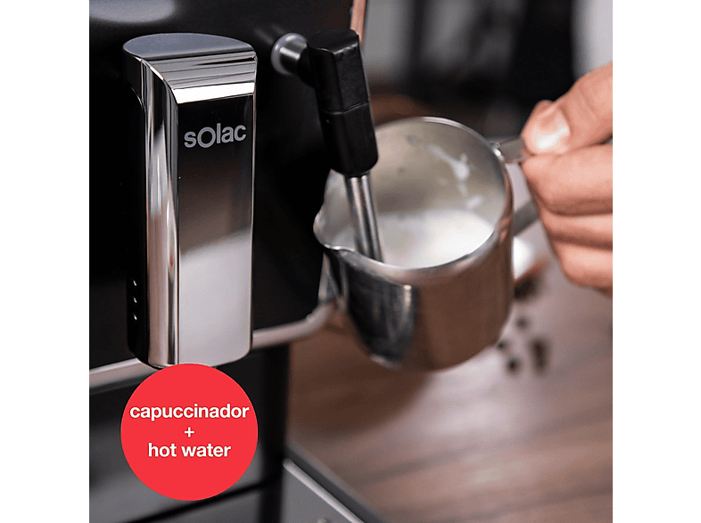 SOLAC LA7617 — Cafetera Espresso, 1470 W, 20 bar, 2 tazas, Plata Oscuro - Imagen 9
