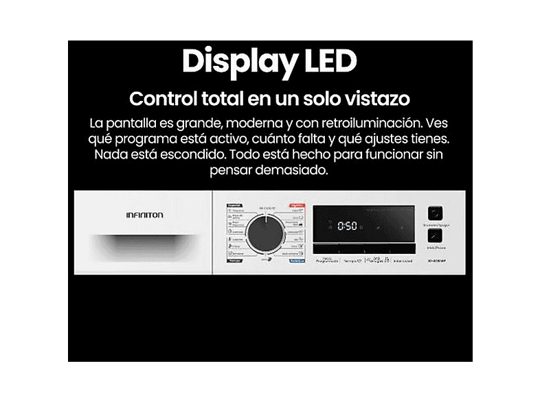 INFINITON SD-BC9DWP — Secadora Bomba de Calor, 9 kg, 16 programas, Blanco - Imagen 9