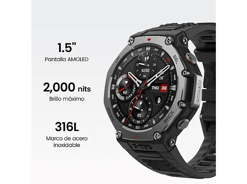 AMAZFIT T-Rex 3 — Smartwatch, Táctil, Silicona, Onyx, 1.5" AMOLED - Imagen 11