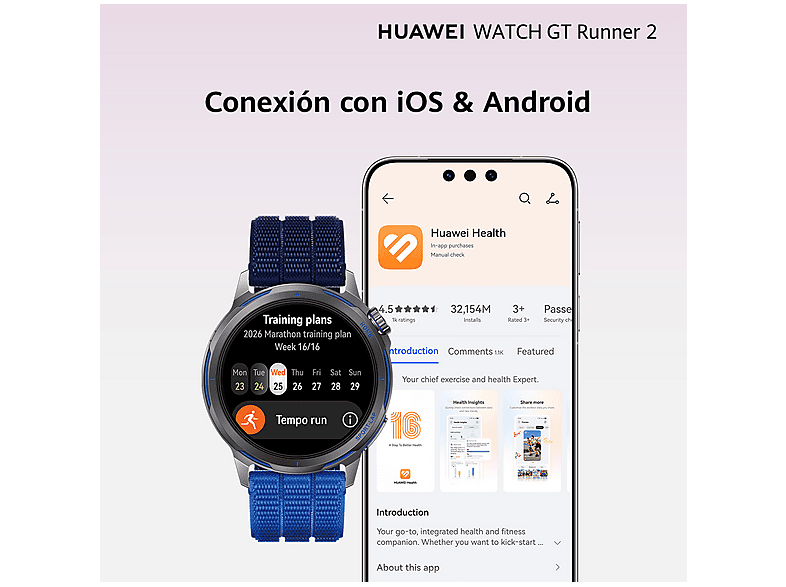 HUAWEI WATCH GT Runner 2 — Smartwatch, Azul, Reloj Inteligente con GPS Ultra Preciso en runnning, 14 días Autonomía, Maratón Mode - Imagen 12