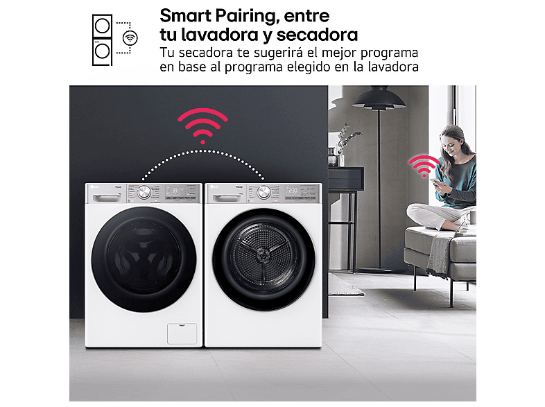 LG RH10V9AV2WR — Secadora bomba de calor, 10 kg, 14 programas, Blanco, Display LED - Imagen 12