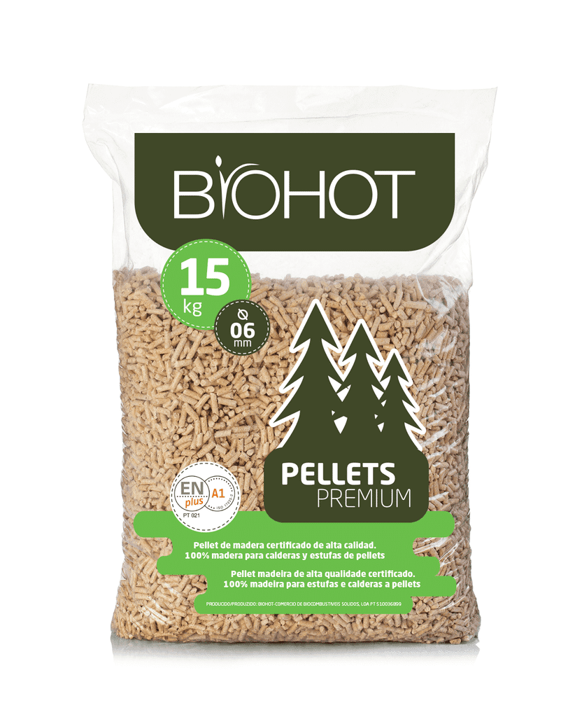 BioHot Pellets de Madera de Pino ENplus A1 - Palet 65 Sacos x 15 kg Alto Poder Calorífico