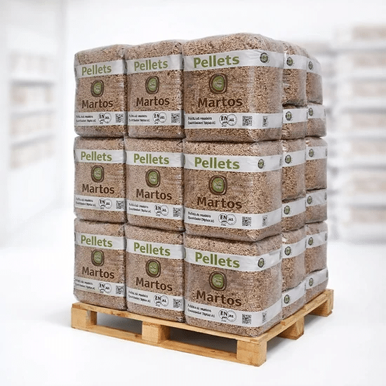 Martos Pellets de Madera de Pino 100% Natural - Saco 15 kg Alto Poder Calorífico